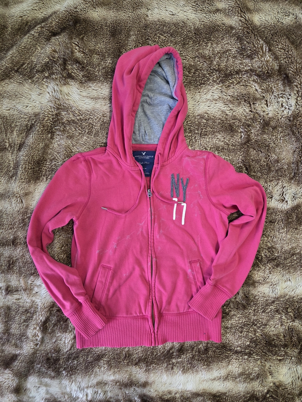 American Eagle Y2K Pink Zip Up Hoodie M AE Early 2000s Vintage Retro